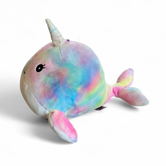 Squishmallow Natalie Narwhal Tie Dye Rainbow Whale Plush Stuffed Toy - Picture 2 of 3